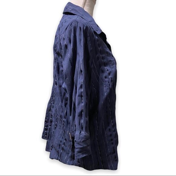 Gitano Navy Blue 3/4 Sleeve Snap Top Women's Plus Size 18/20W - Picture 5 of 9